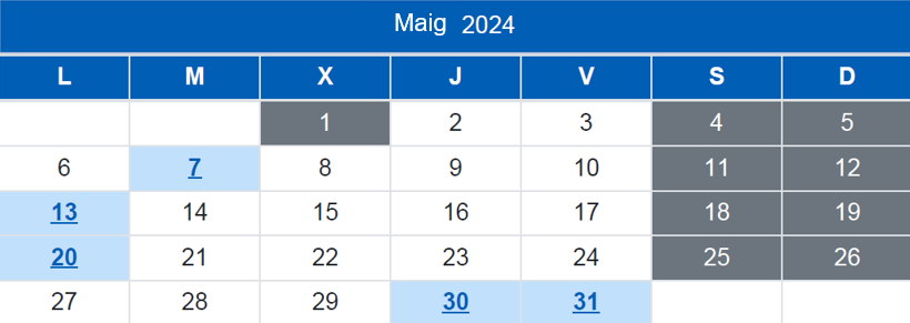Calendari del Contribuent / Maig 2024