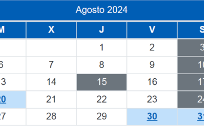 Calendario del Contribuyente / Agosto 2024