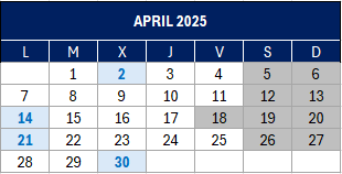 Taxpayer’s calendar / April 2025