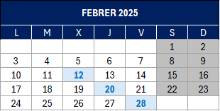 Calendari del contribuent / febrer 2025