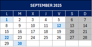 Taxpayer’s calendar / September 2025