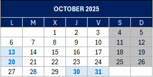 Taxpayer’s calendar / October 2025