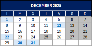 Taxpayer’s calendar / december 2025