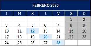 Calendario del contribuyente / febrero 2025